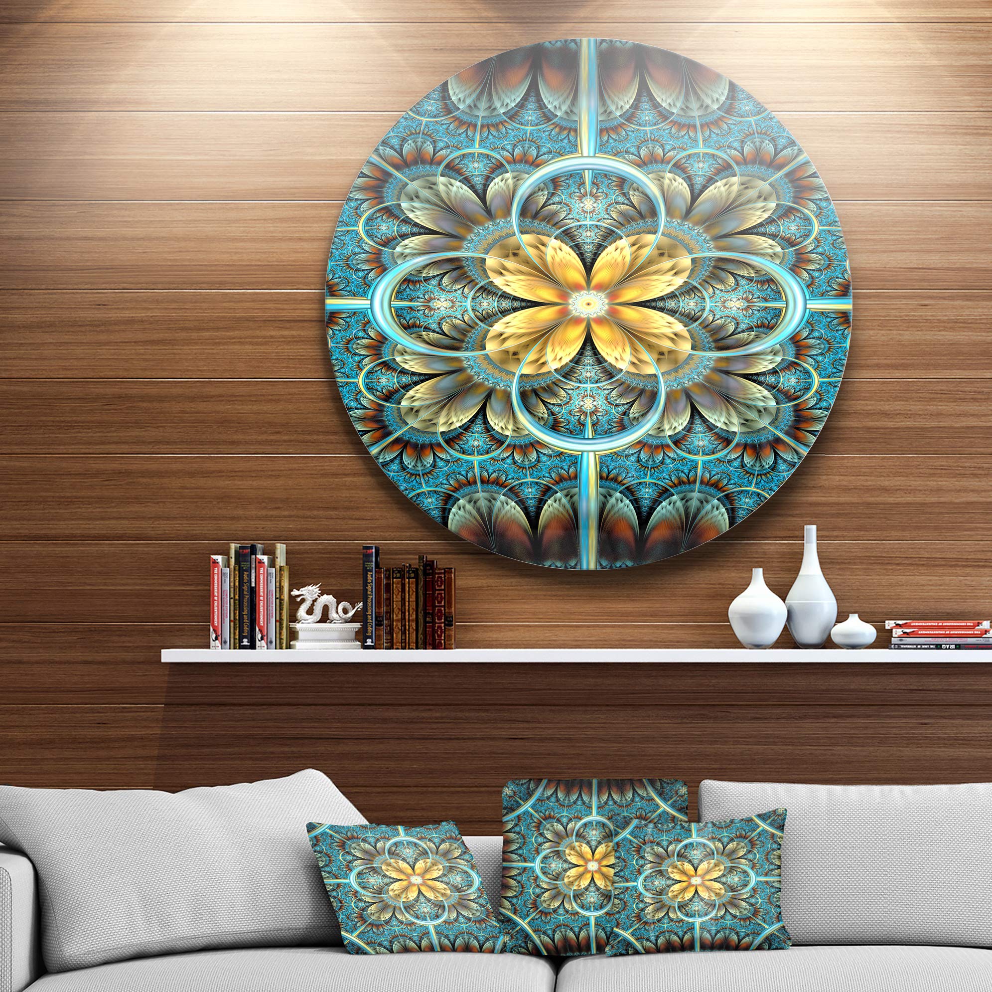 Amazon.com: Designart MT11974-C23 Blue & Yellow Fractal Flower